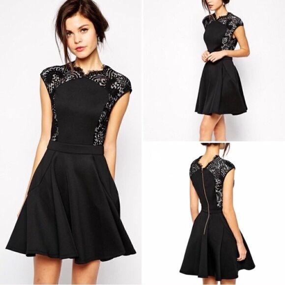 NEW Ted baker Black Vivace Lace Dress - Picture 1 of 8